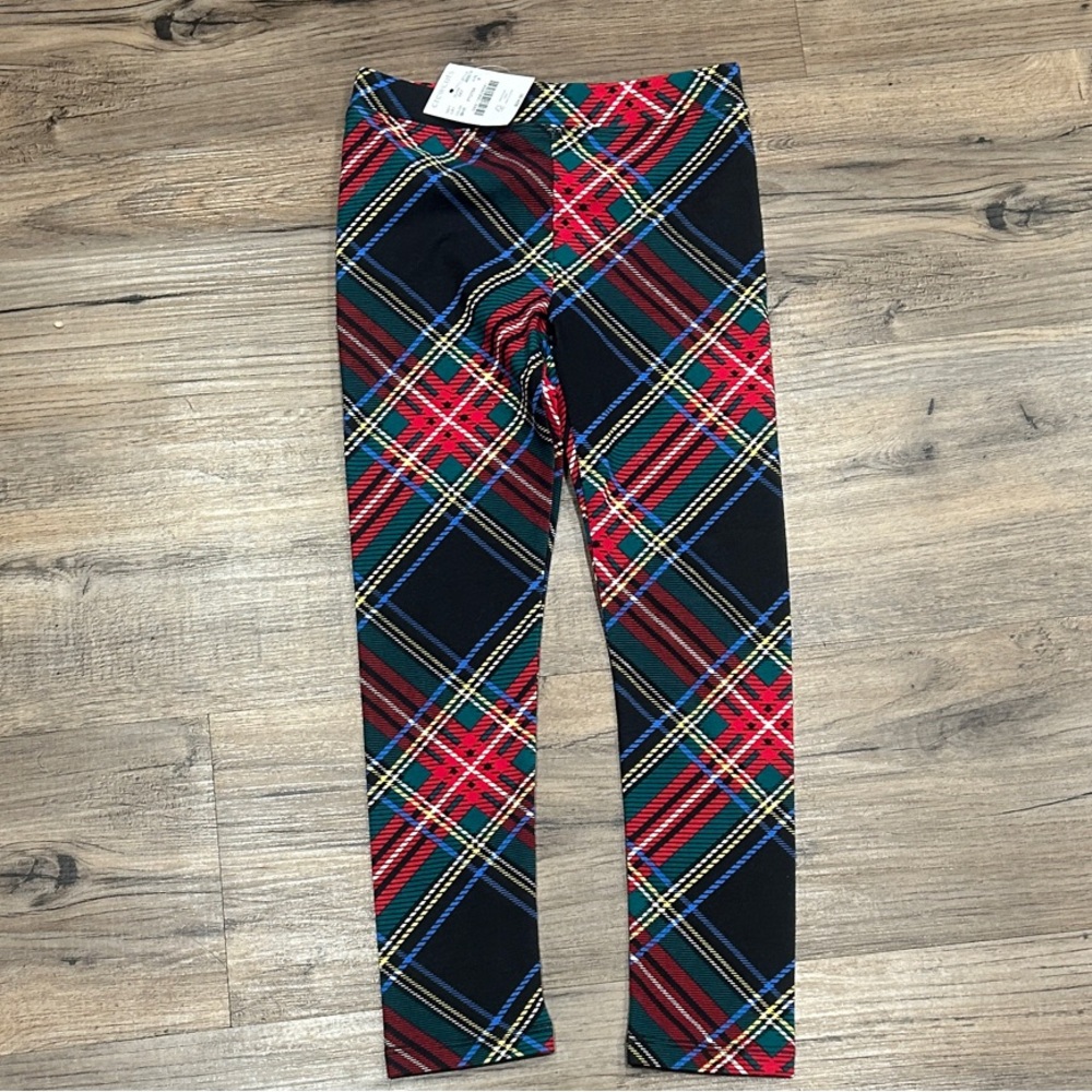 Crewcuts Red and Blue Plaid Kids Leggings NWT
